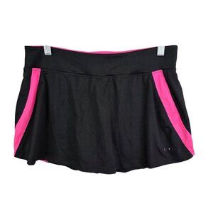 Womens N.Y.L. Sport Black & Pink Skort Skirt Athletic Gym Polyester Stretch M
